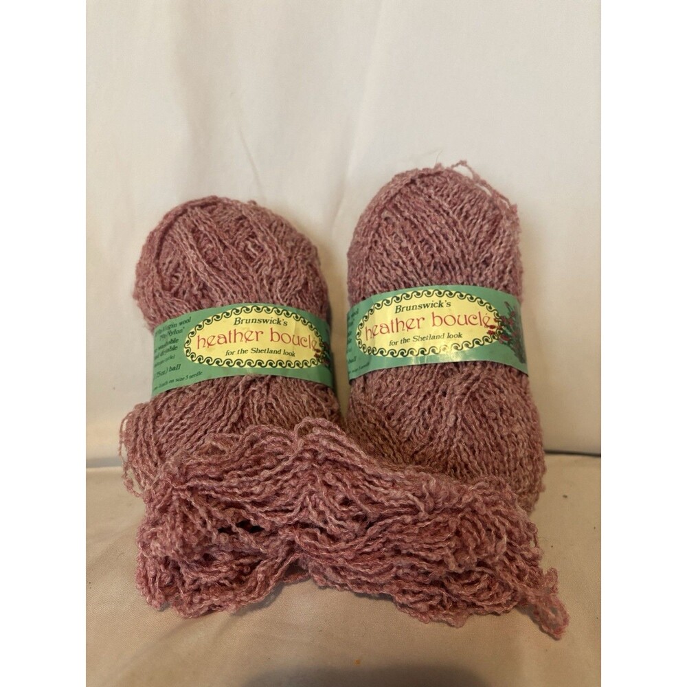Brunswick Heather Boucle Yarn Boysenberry Hea 2 Skeins Vintage Made In USA
